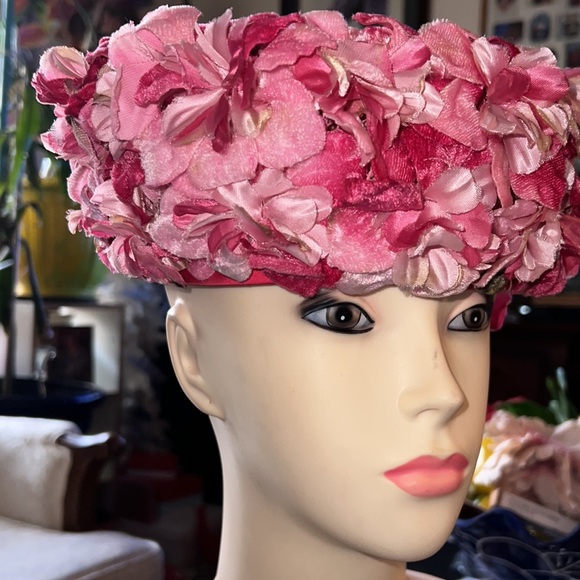 Deep Bomb Pink Flower Vintage Hat. main image 6